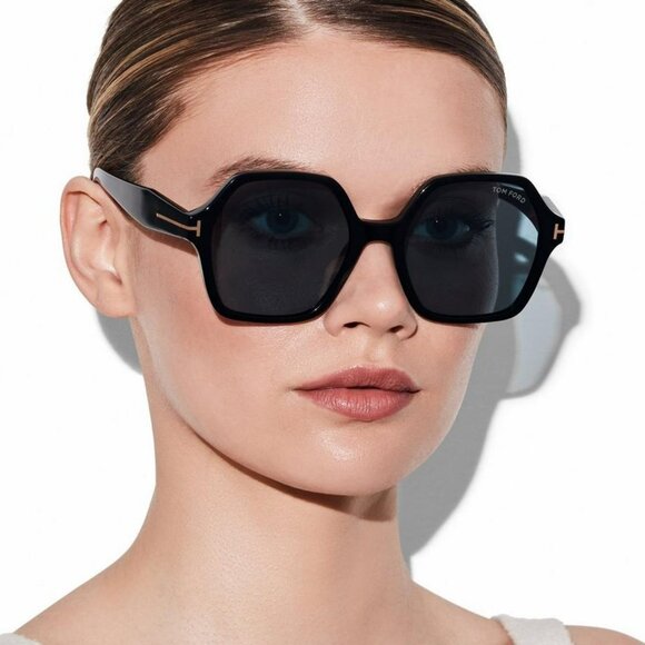 Tom Ford FT1032-F ROMY 01A BRAND NEW Sunglasses Black Blue Square Oversized - Picture 5 of 13
